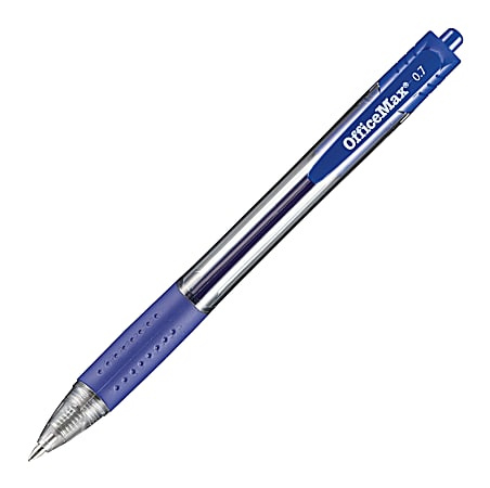 OfficeMax Retractable Gel Pen - 0.7mm, Fine, 12 Pack, Blue