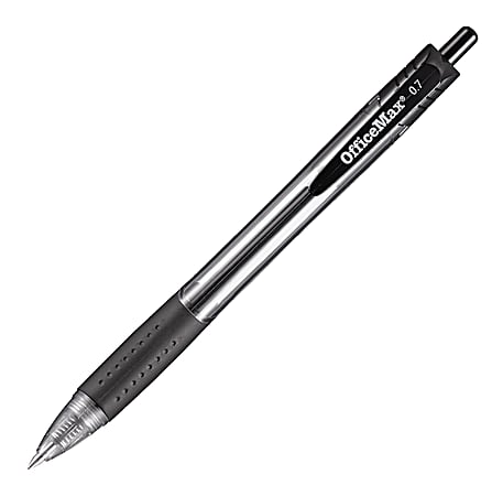 OfficeMax Retractable Gel Pen - 0.7mm, Fine, 12 Pack, Black