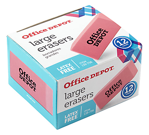 Office Depot Brand Pink Bevel Erasers Large Pack Of 12 Office Depot