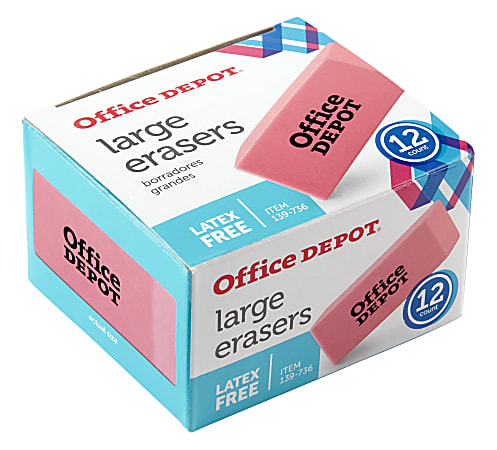 Office Depot® Brand Pink Bevel Erasers, Large, Pack