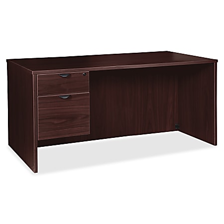 Lorell® Prominence 2.0 3/4 Left Pedestal Desk, 66"W x 30"D, Espresso