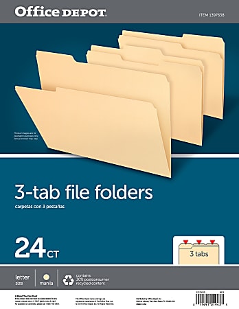 Office Depot Brand Poly File Folders Letter Size 13 Cut Assorted Colors  Pack Of 12 - Office Depot