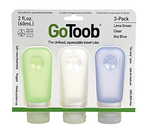 Humangear® GoToob® Soft Travel Bottles, 2 Oz, Assorted Colors, Pack Of 3