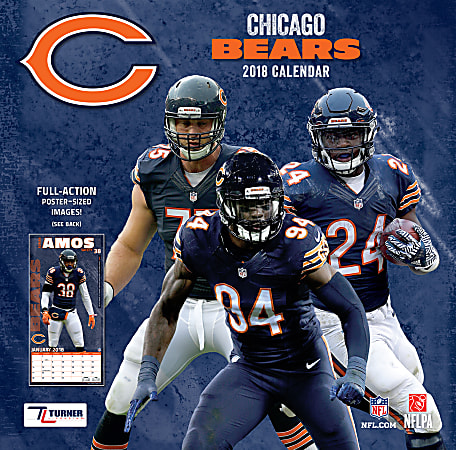 Turner Licensing NFL Team Wall Calendar, 12" x 12", Chicago Bears, January To December 2018