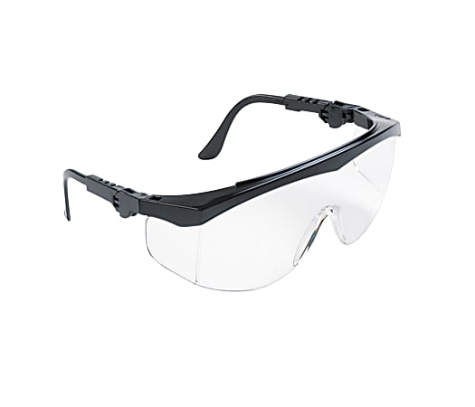 MCR Safety Tomahawk Adjustable Safety Glasses - Adjustable - Ultraviolet Protection - Nylon Frame - Black, Clear - 12 / Box