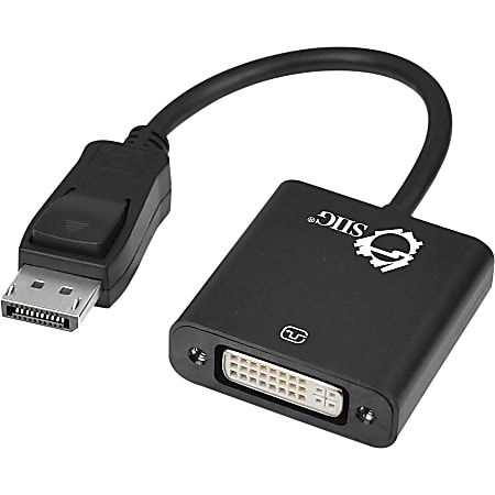 SIIG DisplayPort to DVI Adapter Converter - DisplayPort/DVI Video Cable for Video Device, Notebook - First End: 1 x 20-pin DisplayPort 1.1a Digital Audio/Video - Male - Second End: 1 x 24-pin DVI-D Digital Video - Female - Black - 1