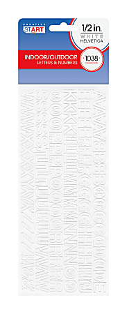 Creative Start® Self-Adhesive Letters, Numbers and Symbols, 1/2", Helvetica, White, Pack of 1038