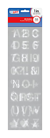 Creative Start® Stencil Kit, Reusable Plastic, Letters, Numbers and Symbols, Helvetica, 1", 53 Characters