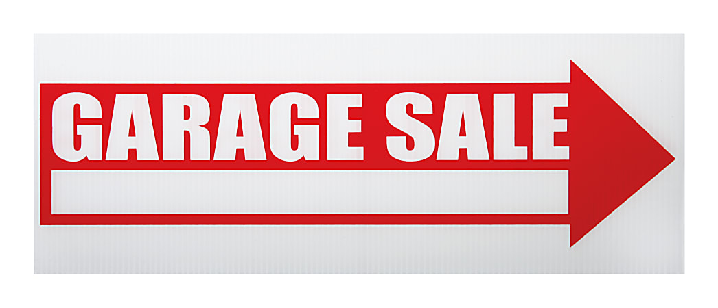 Cosco® "Garage Sale" Sign With Stake Kit, 6" x 17", Red/White