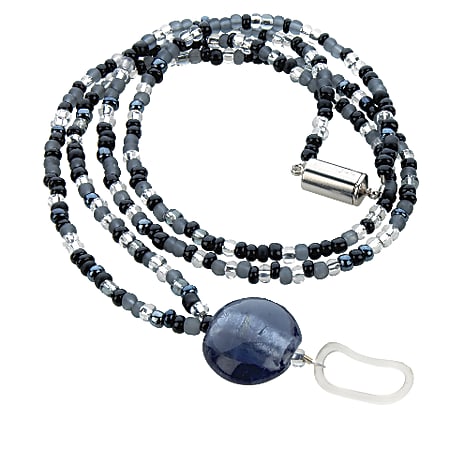 DiVOGA Beaded Lanyards with ID Holder, Silver Beaded
