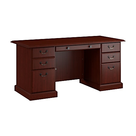 kathy ireland® Home by Bush Furniture Bennington Executive Desk, Harvest Cherry, Standard Delivery