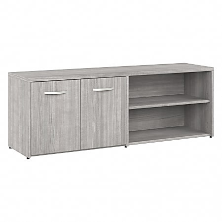 Bush® Business Furniture Hybrid Low Storage Cabinet With Doors And Shelves, Platinum Gray, Standard Delivery