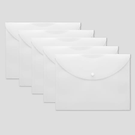 Office Depot® Brand Poly Snap Document Files, Clear, Pack Of 5