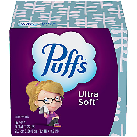 Puffs® Ultra Soft™ Facial Tissue, 2-Ply, Box of 56 Tissues