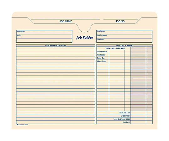 Adams® Job Folders, 2" Expansion, 11 3/4" x 9 1/2", Manila, Pack Of 15 Folders