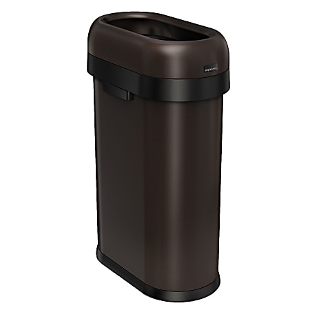 simplehuman Slim Oval Metal Open Trash Can 13 Gallons 27 25 H x 10 710 W x  18 15 D Brushed Stainless Steel - Office Depot
