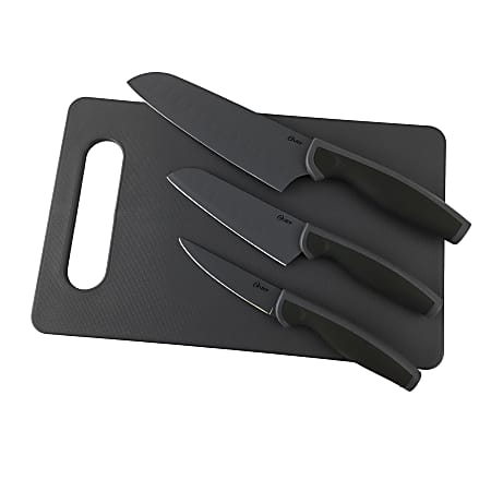 Oster Slice Craft 4-Piece Cutlery Set With Cutting Board, Black