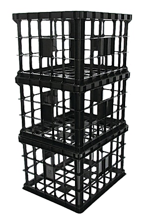 Office Depot® Brand File Crates, Medium Size, Black, Set Of 3