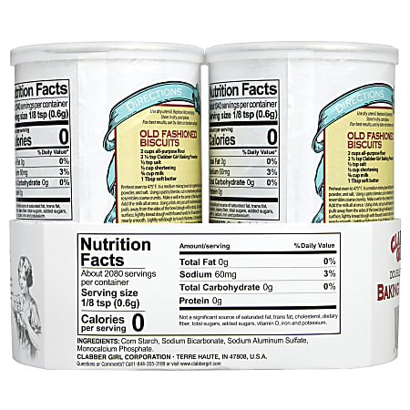 Clabber Girl Baking Powder, 22 Oz, Pack Of 2 Tubs