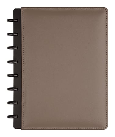 TUL® Discbound Notebook, Junior Size, Leather Cover, Narrow Ruled, 60 Sheets, Gray