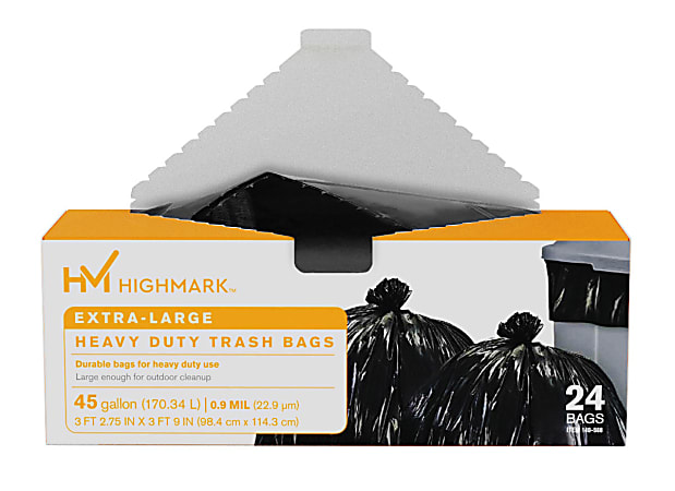 Highmark Heavy Duty 0.9 mil. Extra Large Trash Bags 45 Gallon 45 x