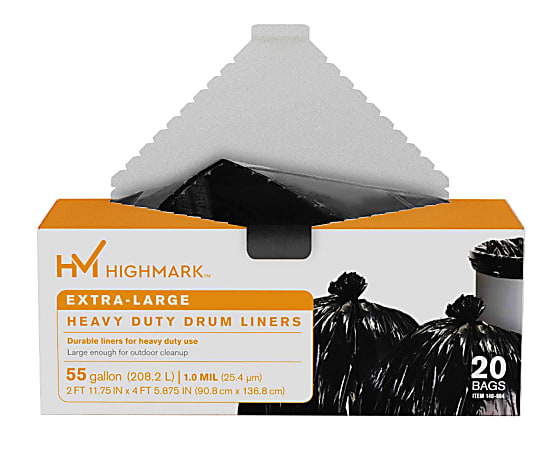 Highmark Heavy Duty Extra Large Drum Liners 55 Gallon Box Of 20 Bags ...
