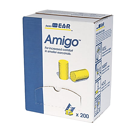 3M E-A-R Classic Earplugs, Small, Yellow, Box Of 200 Pairs