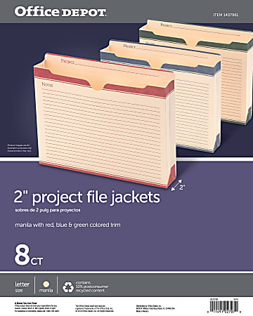 Office Depot Brand Notes Jackets 2 Expansion Letter Size Assorted ...