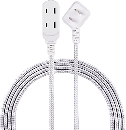 Cordinate Braided 3-Outlet Indoor Extension Cord, 8', Gray/White, 39980-T1