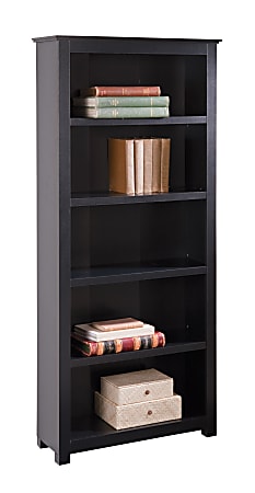 OfficeMax® 5-Shelf Bookcase, 70 3/4"H x 30 1/4"W x 10 3/4"D, Black