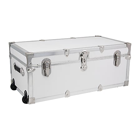 Seward Traveler Trunk With Wheels And Lock, 12 1/4" x 30" x 15 3/4", White