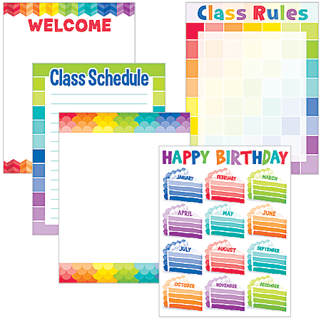 Creative Teaching Press® Painted Palette Classroom Essentials Chart Pack, Set Of 5