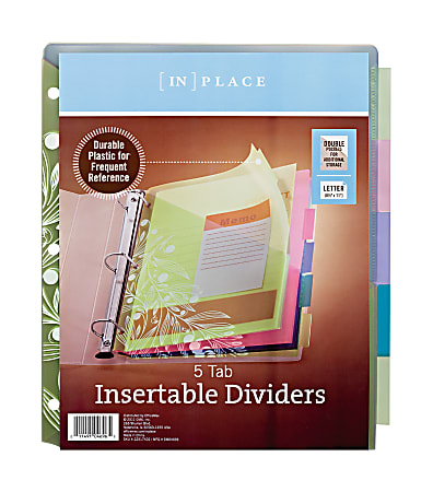 INPLACE Pocket Insertable Plastic Dividers 5 Tab - Office Depot