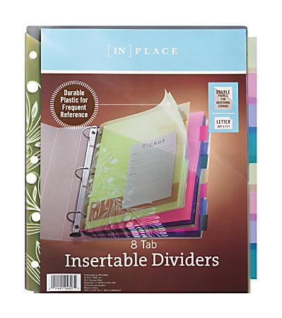 INPLACE Pocket Insertable Plastic Dividers 8 Tab - Office Depot