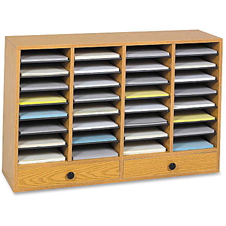 Safco Adjustable Compartment Literature Organizers - 32 Compartments - 2 Drawers - Compartment Size 2.50"x9.50"x11.50" - 9494MO