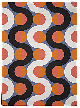 Linon Washable Outdoor Area Rug, Tasker, 5' x 7', Orange/Pink