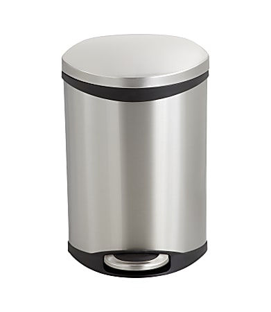 Safco® Stainless Steel Step-On Medical Waste Receptacle, 3 Gallons, 17" x 12" x 8 1/2", Stainless Steel