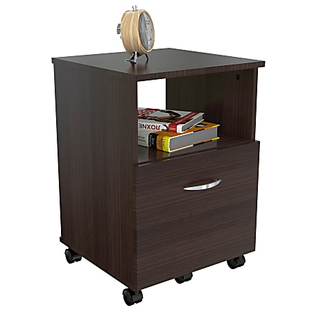 Inval 15-2/3"D Vertical 1-Drawer Mobile File Cabinet, Espresso Wengue
