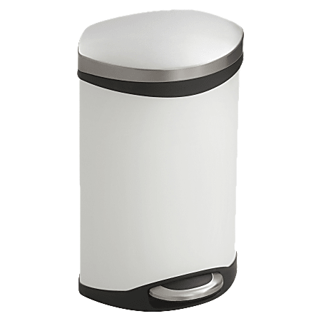 Safco® Hands-Free Step-On Trash Receptacle, 3 Gallons, 12" x 8 1/2" x 17", White