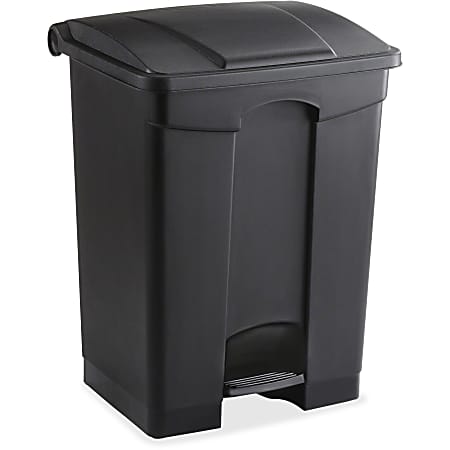 Safco Plastic Step-on Receptable, 17 gal Capacity, Rectangular, 26.3"H x 19.8"W x 16.3"D, Plastic, Black
