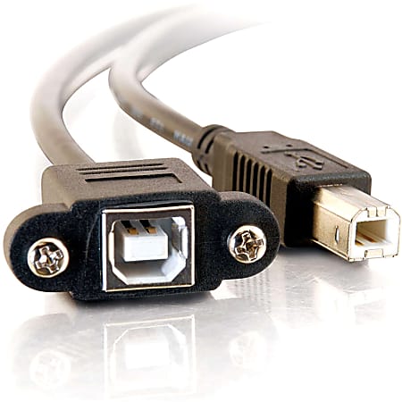 C2G 3ft Panel Mount USB 2.0 B Female to B Male Cable Type B Female
