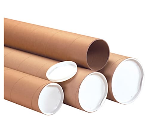 Office Depot® Brand Heavy-Duty Mailing Tubes With Caps, 8" x 48", Kraft, Case Of 10