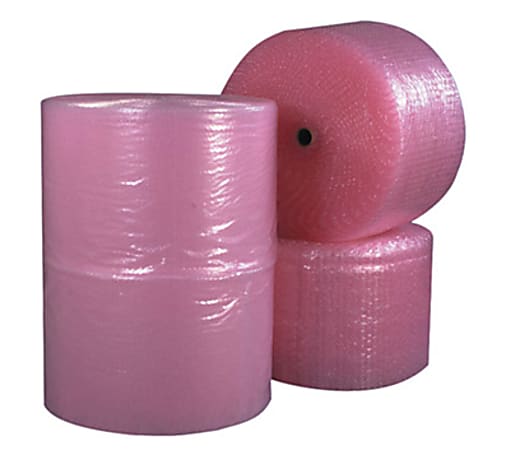 B O X Packaging Anti-Static Air Bubble Rolls, 1/2" x 24" x 250', Pink, Pack Of 2