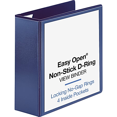 Business Source Easy-Open View 3-Ring Binder, 4" D-Rings,