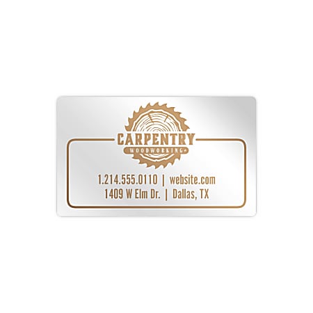 Custom Printed 1-Color Foil Stamped Labels And Stickers, 1" x 2" Rectangle, Box of 500