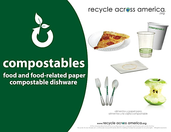 Recycle Across America Compostables Standardized Recycling Labels,  COMPS-8511, 8 1/2