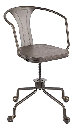 Lumisource Oregon Task Chair, Antique Metal/Espresso