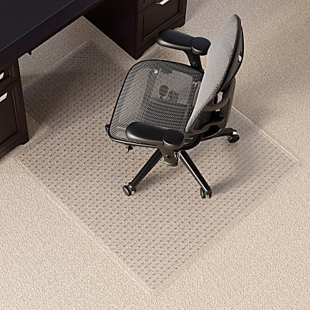 Realspace™ Medium Pile Chair Mat, Wide Lip, Ramped Edge, 45" x 53", Clear