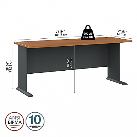 Bush Business Furniture Office Advantage 72 W Computer Desk Natural Cherry Standard Delivery Office Depot