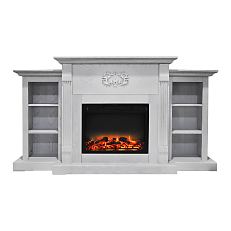 Cambridge® Sanoma Electric Fireplace With Built-In Bookshelves And Enhanced Log Display, White